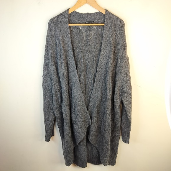 Eileen Fisher Sweaters - Eileen Fisher Wool Mohair Cardigan Sweater Size XL Cable Knit Open Front Minimal